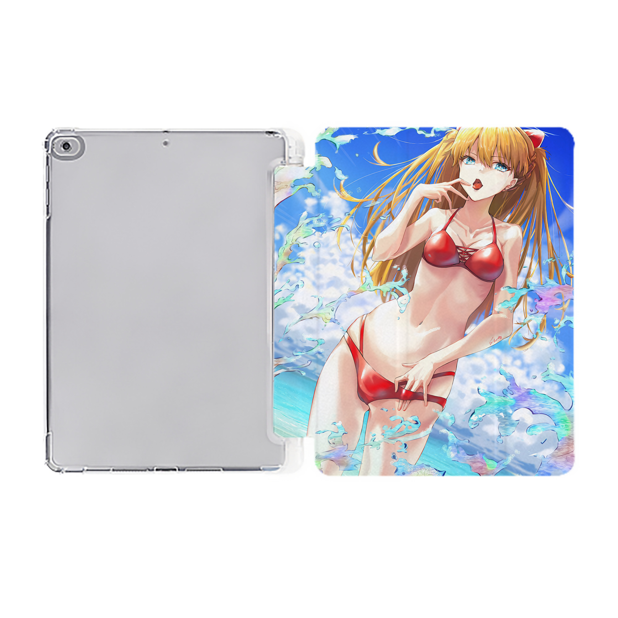 （画像用） EVA 新世紀エヴァンゲリオン IPad ケース ペン収納付き 三つ折りスタンド PUレザー×シリコン 対応機種9.5/10.5/10.9インチ